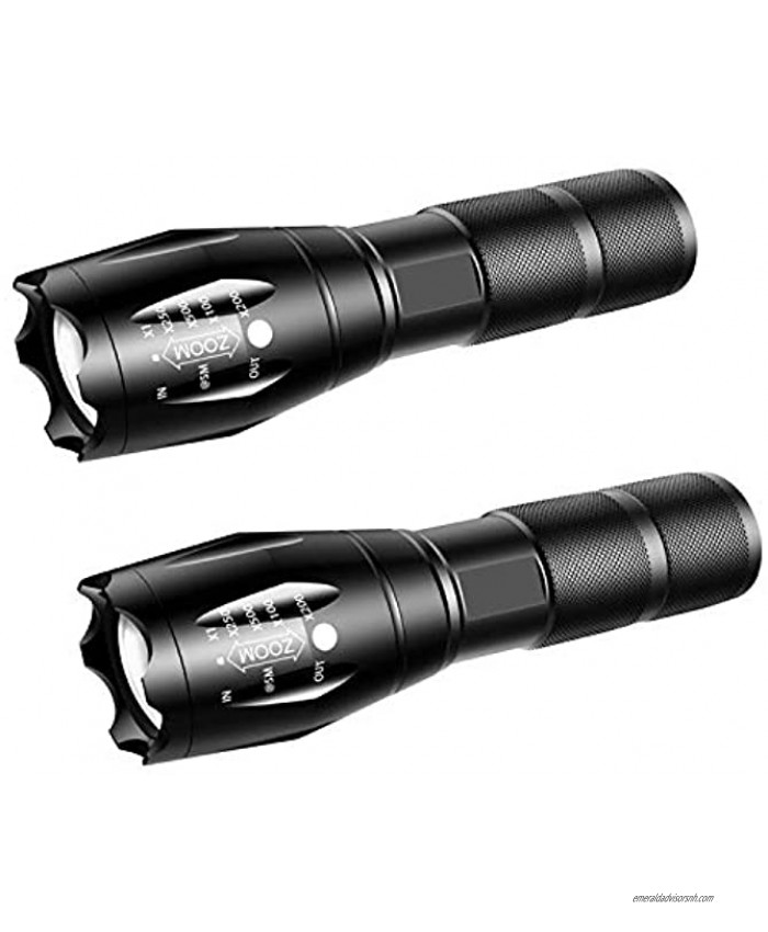 GSBLUNIE LED Tactical Flashlight,Water Resistant,Handheld Flashlight with 5 Modes,Tactical Torch Light-Camping Outdoor Hiking Emergency 2pack