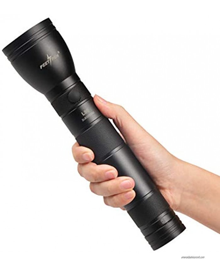 LED Flashlight Rechargeable 2-Cell D Full Size Heavy-Duty Flashlight High Lumens Water-Resistant 4 Modes Battery Included
