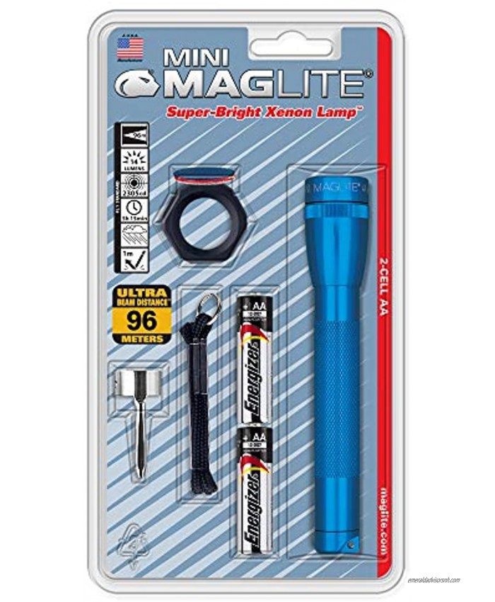 Maglite Mini Incandescent 2-Cell AA Flashlight Combo Blue