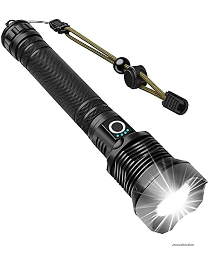 Rechargeable LED Flashlights Lytoybe LED Tactical Flashlight XHP70.2 90000 High Lumens Flashlight Super Bright IPX5 Water Resistant Zoomable 26650 Batteries,3 Modes for Survival Emergency