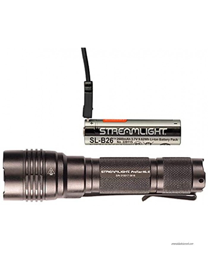 Streamlight 88085 ProTac HL-X USB Rechargeable USB battery USB cord and holster and Box 1000 Lumens Multi  Black