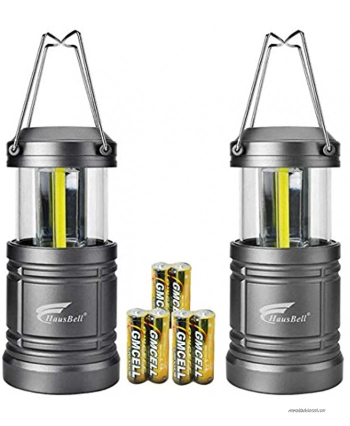 HAUSBELL LED Camping Lantern Super Bright Portable Lanterns with Magnetic Base- Survival Kit During Hurricane Storms Power Outages Emergency Collapsible Camping Lights 2 Pack Batteries Included