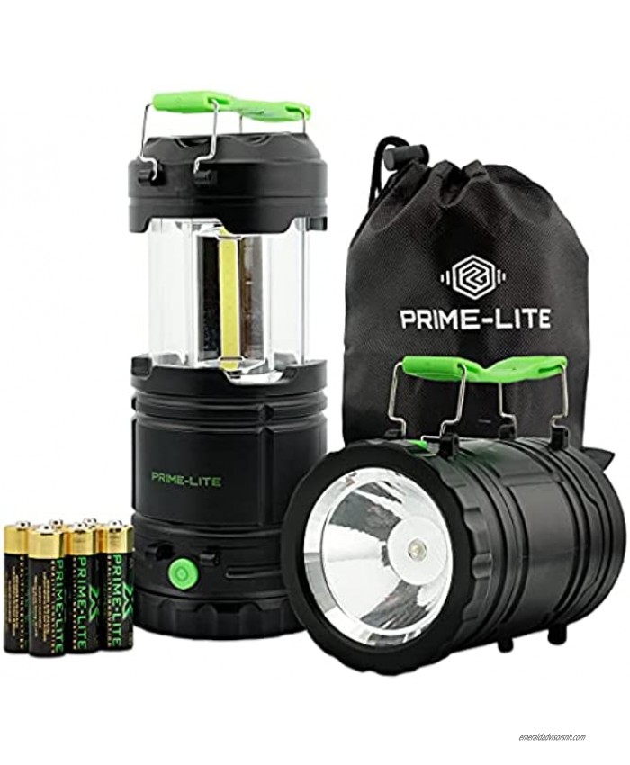 Prime-lite 2 Pack Camping Lantern with Led Battery Operated Lights Led Lantern Flashlights for Emergencies Hurricane Supplies for Home Used for Fishing Hiking & Camping Batteries Bag Incl