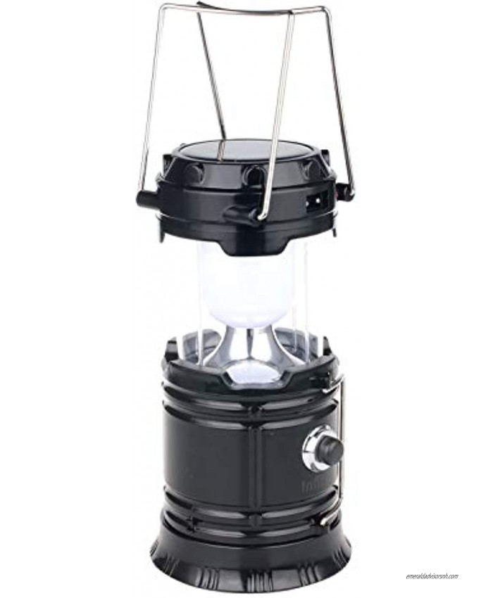Solar Lantern: Camping Rechargeable LED Outdoor Lamp Flashlight Brightest Hanging Camp Pop Up Powered Best Collapsible Emergency Light with Battery Built In Phone Charger Black Power Outage Lights