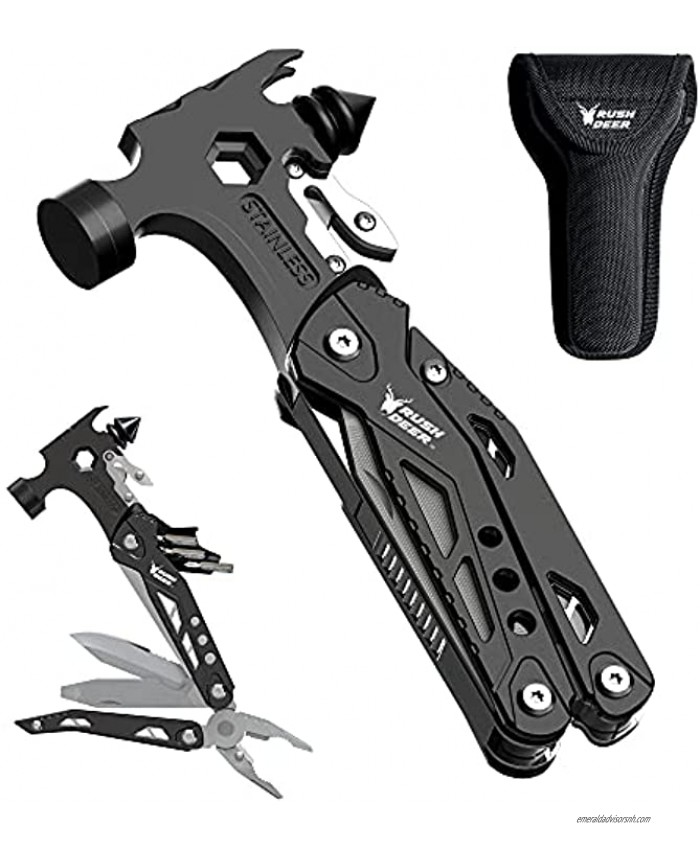 [2021 Upgraded Version] Multitool Hammer,Rush Deer Camping Accessories Survival Gear,16 in 1 Cool Gadgets with Pliers Knife Bottle Opener&More. Great for Indoor Outdoor Activities. Gifts for Men Women