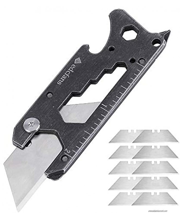 edcfans Utility Knife Multitool Keychain Pocket Knives Box Cutter with Bottle Opener Emergency Glass Breaker Screwdriver Wrench Hex Bit Clip and Extra 10 Razor Blades Cool EDC Gadgets for Men
