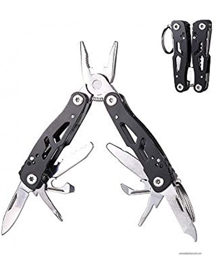 MINI Multitool Pliers 14-In-1,Father’s Day Gifts Foldable Multi-tool Knife Multitools for Men Rugged and Practical Portable Computer and Bike Tools Black Stainless Steel Camping and Survival Tools