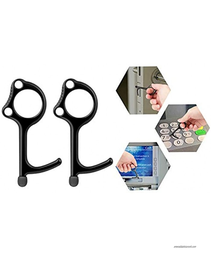 No Touch Door Opener Tool Handheld EDC Keychain Tool Support Touch Screen Contactless Door Closer Keychain Tool for Outdoor Public Elevator Button Home Outdoor Easy to Carry Black 2 Pack