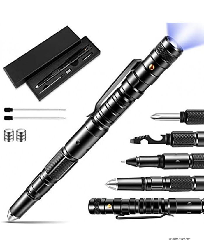 Tactical Pen Gift for Father,Gadgets for Men Multitool with LED Flashlight for Women Cool & Unique Birthday Christmas Gifts Ideas for Him Husband Dad Grandpa with Black Gift Box