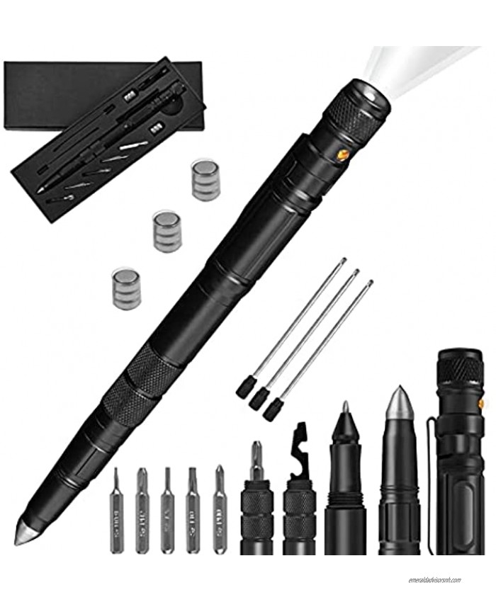 Tactical Pen Gifts for Men Multi-Tool of Tactical Flashlight Birthday Gifts for Men Gifts for Dad Christmas Gifts Ideas Cool Gadgets Pens for Men with Gift Box