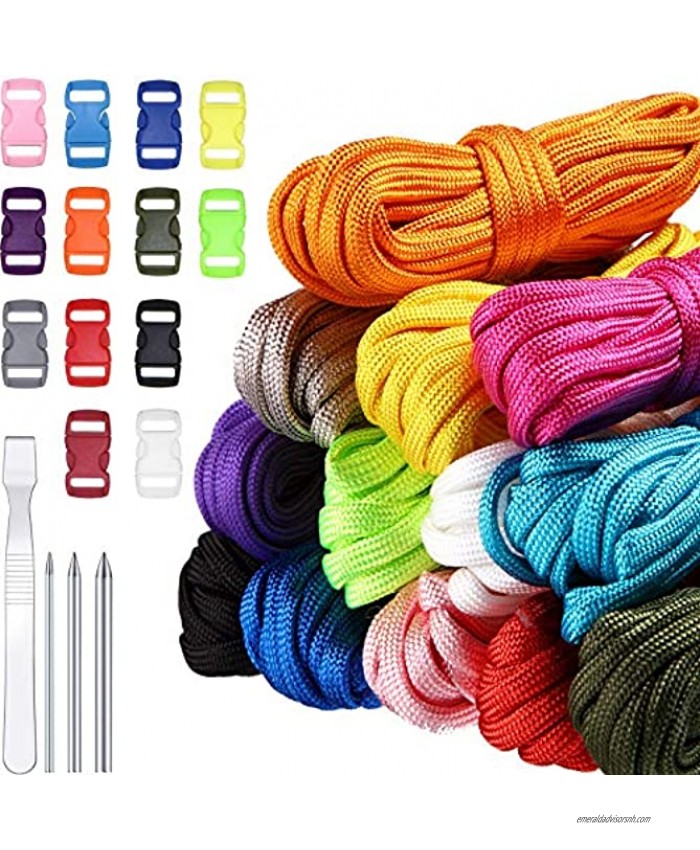 13 Colors 10 Feet Paracord Combo Crafting Kits for Making Bracelet ,Monkey Fist Lanyards Keychain Dog Collar,Paracord Cord 550 Multifunction Paracord Ropes Tent Camping Outdoor Survival Rope