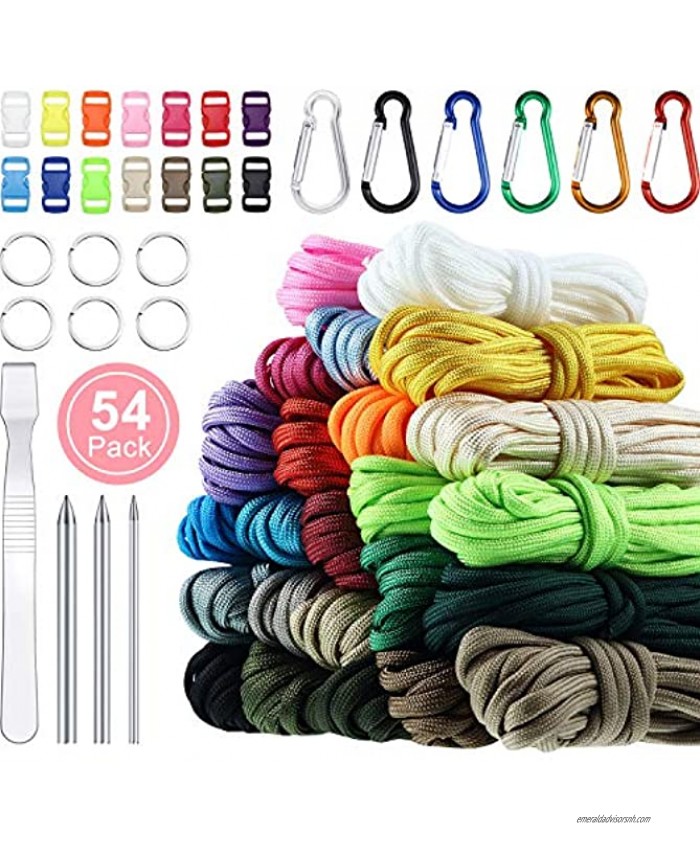 24 Colors 10 Feet Paracord Cord 550 Multifunction Paracord Ropes Tent Rope Paracord Combo Crafting Kit with Buckles and Paracord Stitching Needles for Making Bracelet Lanyard Keychain Dog Collar
