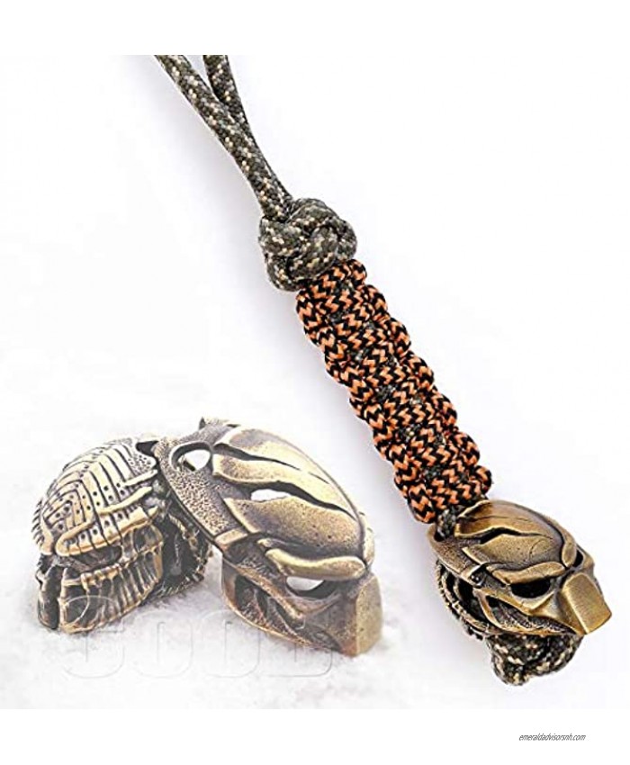 Awesome EDC Survival Paracord Lanyard Keychain Strap Key with Hand Casted Bead Beads Charms Alien & Predator Collection US Military Grade Type III 550 Lb Cord Predator Broken