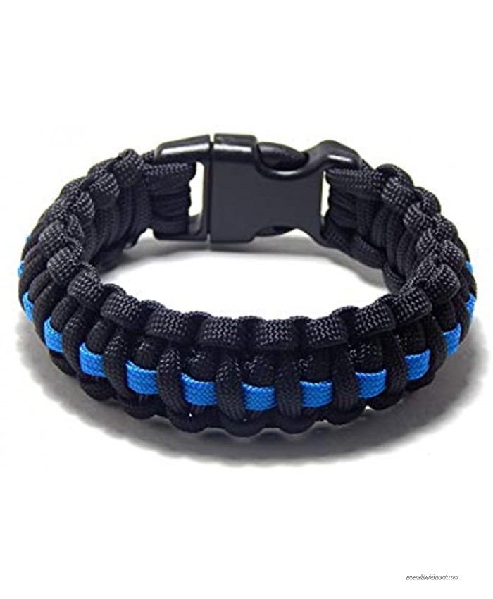 Cafurty Paracord Survival Bracelet Black Thin Blue Line Police Tactical Paracord