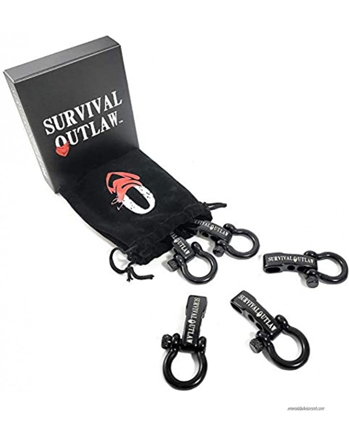 Survival Outlaw – Paracord Buckles Stainless Steel Black 5 Pack – Quality 3 Hole Adjustable Shackles for Paracord Bracelets.