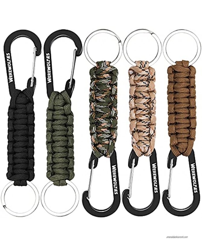 WEREWOLVES Paracord Keychain with Carabiner Paracord Lanyard Clip for Keys Paracord Carabiner Keychain Clip for Men Women