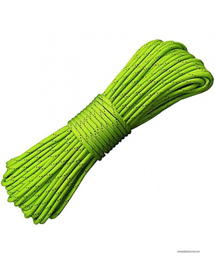 Woltechz Parachute Cord 550 Survival Reflective Paracord 100 Feet Type III 9 Strand 100% Nylon Core 550lb Parachute Cords Tent Rope for Camping Bracelet Braiding Crafting Tie-Downs