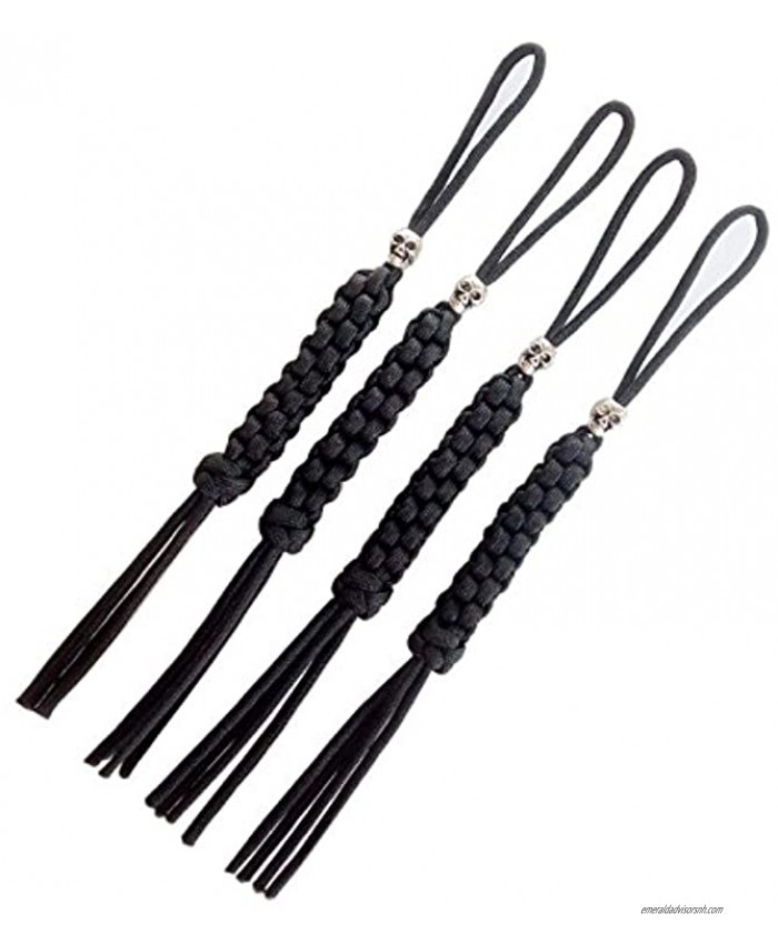 YHAN Paracord Square Weave Knife Lanyard with Skull Alloy Bead-4 Pack