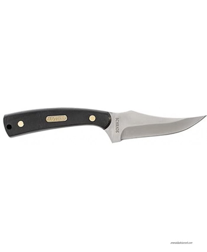 Old Timer 152OTL Large Sharpfinger 8.6in S.S. Full Tang Fixed Blade Knife with 4in Clip Point Skinner and Sawcut Handle for Outdoor Hunting and Camping
