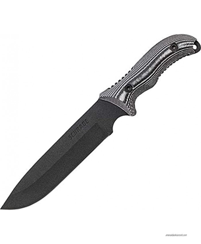 Schrade SCHF37M Frontier 12.4in Full Tang Stainless Steel Fixed Blade Knife with 7in Drop Point and Micarta Handle for Outdoor Survival Camping and Bushcraft
