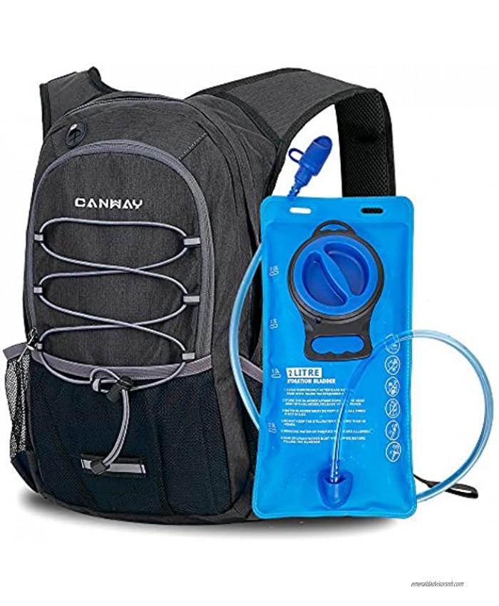 CANWAY Hydration Backpack 2L BPA Free & Leak-Proof Hydration Water Bladder Lightweight Day Hike Backpack for Hiking Running Cycling Climbing Rain Cover Included 15L