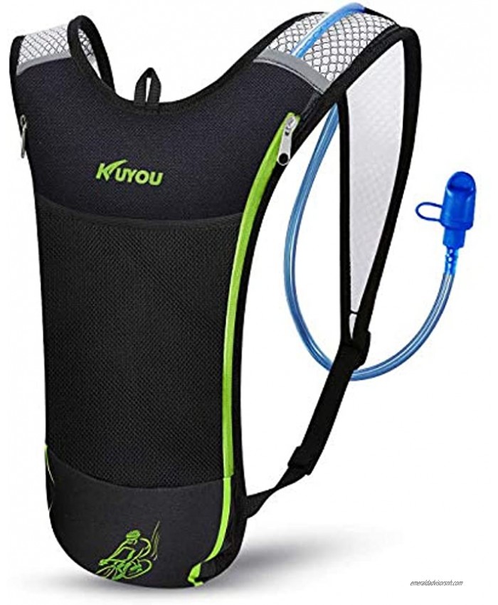 KUYOU Hydration Pack,Hydration Backpack with 2L Hydration Bladder for Running Hiking Cycling Camping Green