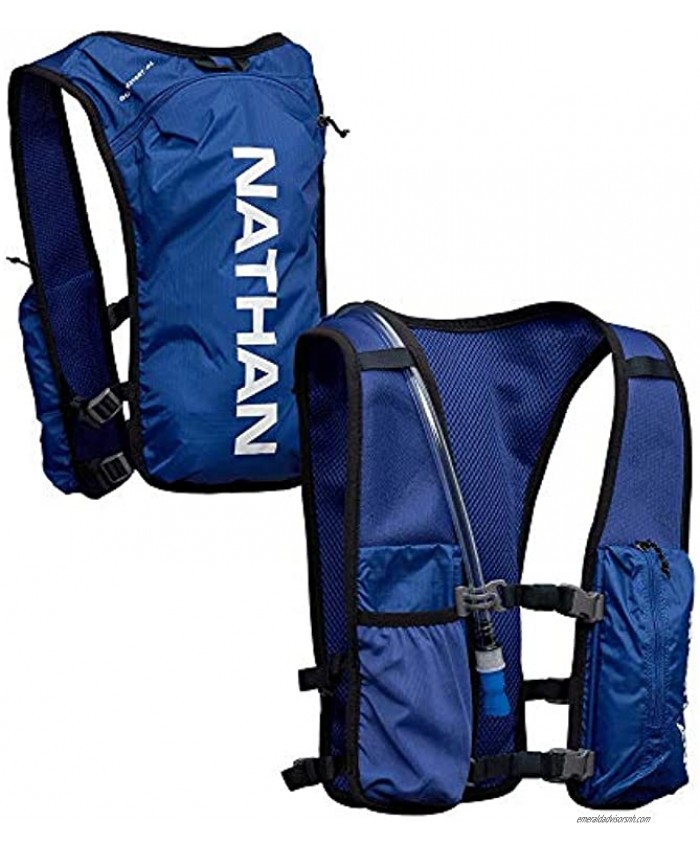 Nathan QuickStart Hydration Pack Running Vest. 4L Storage with 1.5L 1.5 Liter Bladder Included. for Men and Women. Adjustable Straps. Phone Holder Pockets Zippers