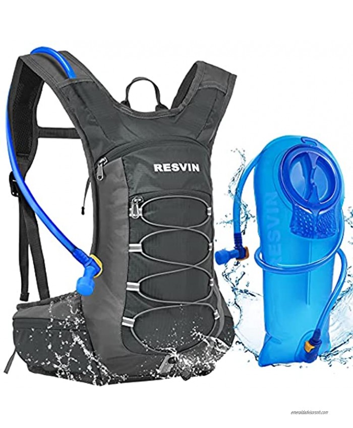 RESVIN Hydration Pack Backpack with 2L Water Bladder 70 oz BPA Free Leakproof Bladder Reservoir Bag for Outdoor Running Hiking Camping Cycling Climbing Biking