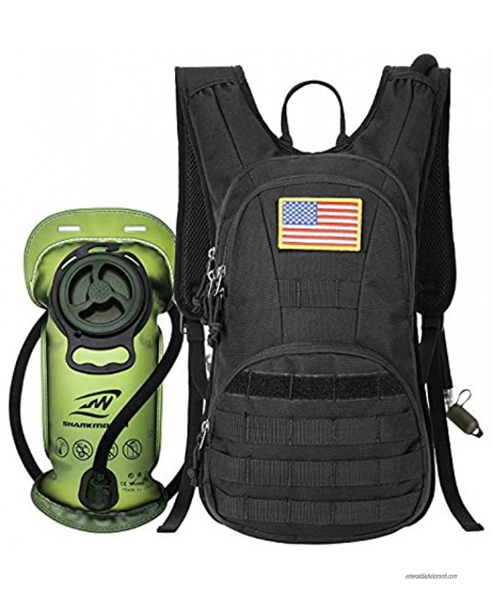 SHARKMOUTH Hydration Pack Tactical Molle Hydration Pack Backpack 900D with 2L BPA Free Hydration Water Bladder Military Daypack for Running Hiking Cycling Climbing Hunting &Working Out