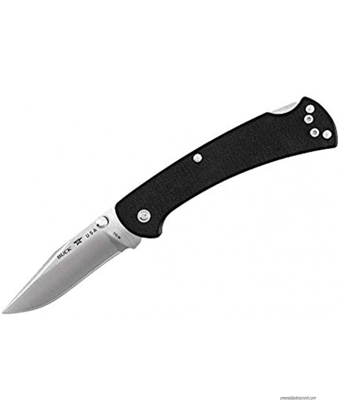 Buck Knives 112 Slim Pro Lockback Folding Pocket Knife with Thumb Studs and Removable Reversible Deep Carry Pocket Clip G-10 Handles 3 S30V Blade