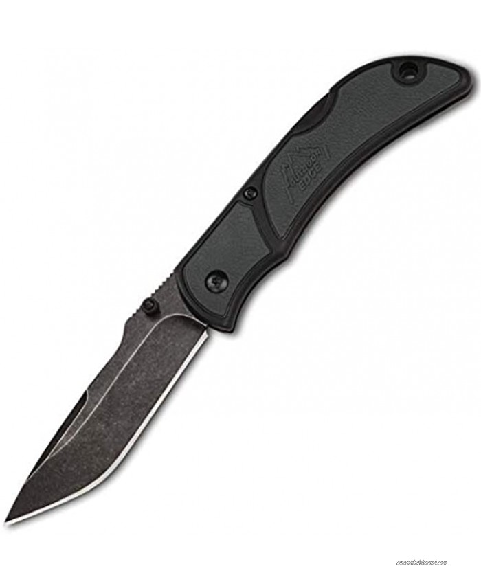 Outdoor Edge 3.3 Chasm EDC Lockback Folding Pocket Knife with Non-Reflective Blackstone Coated Stainless Steel Blade and Pocket Clip
