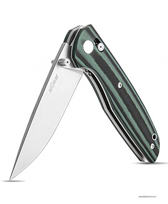 aiGear Pocket Knife 3.8 inch Folding Powder Steel Blade Knife with G10 Glass Fiber Handle Multitool with Pocketclip Liner Lock for Hiking Camping Kitchen Fishing Indoor OutdoorPK031