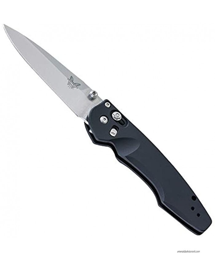 Benchmade Mini Emissary 470-1 Knife Drop-Point Blade Plain Edge Satin Finish Black Handle Made in the USA