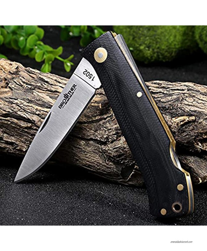 Brother 1502 Floding Knife 440C Blade G10 Brass Drop Point