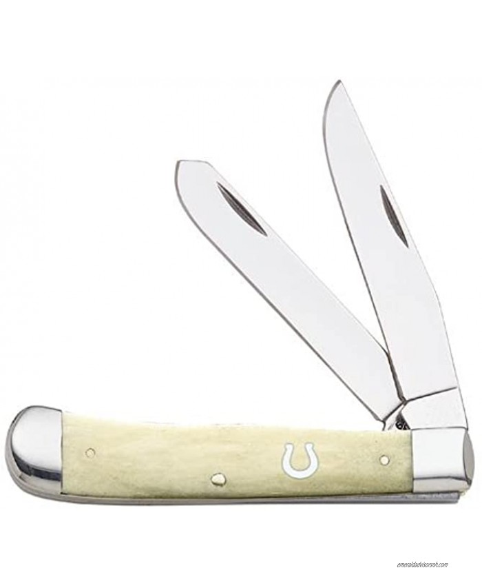 Case XX WR Pocket Knife Horseshoe Shield Natural Smooth Bone Trapper Item #9197 6254 SS Length Closed: 4 1 8 Inches