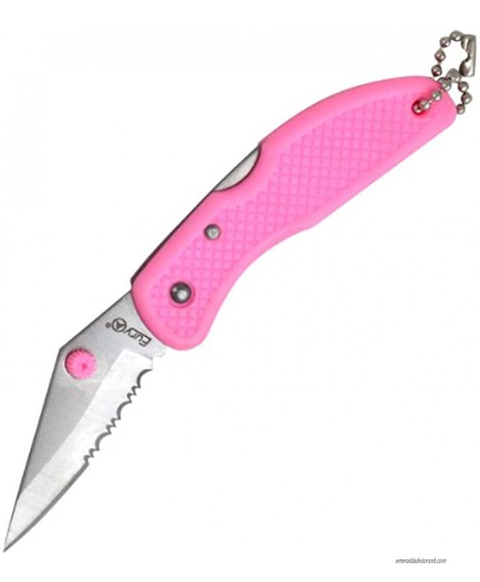 Fury Mighty II Folding Pocket Knife with Nylon Copolymer Handle 3-Inch Closed Pink with Lanyard