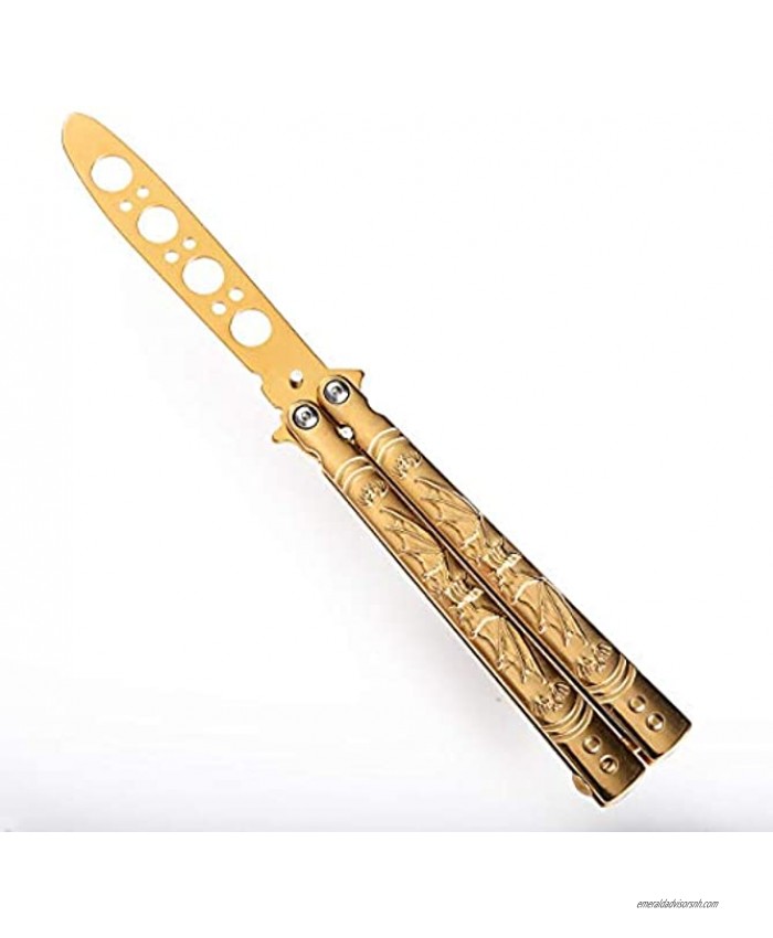 OEEK Practice Stainless Steel Training Tool 100% Safe Strong and Durable Knife Gold Bat