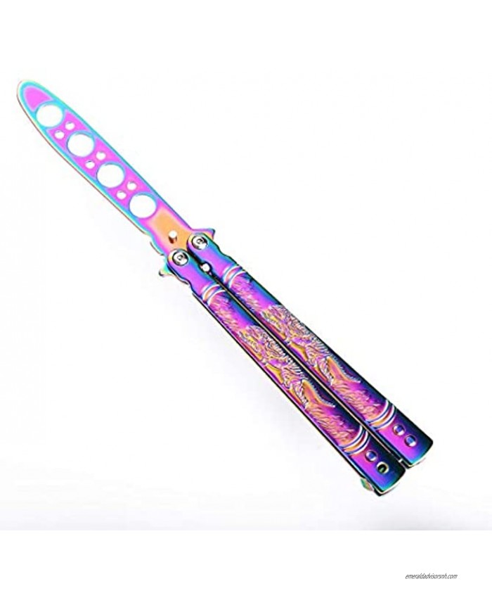 OEEK Stainless Steel Finger Strength Stick Training Practice Knife 100% Safety Multi Color Tiger Engrave Handle
