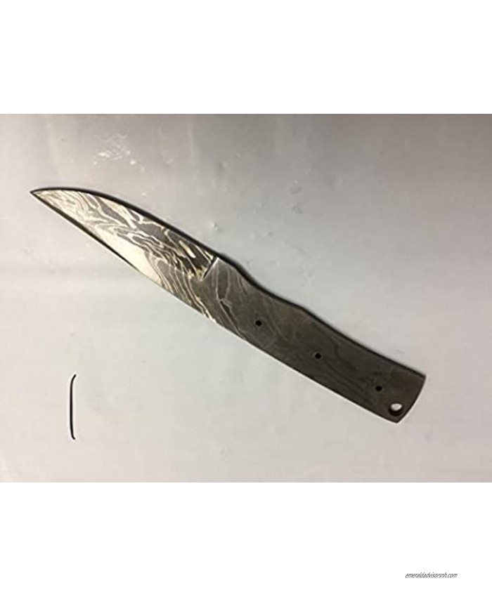 7.5 inches long hand forged Damascus steel blank blade skinning knife with 3 Pin holes and an inserting hole 3 inches cutting edge pocket knife blank blade