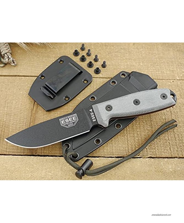 ESEE Knives 4P Fixed Blade Knife w Handle and Molded Polymer Sheath