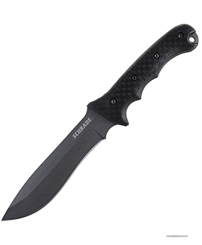 Schrade SCHF9 12.1in High Carbon Steel Fixed Blade Knife with 6.4in Kukri Point Blade and TPE Handle for Outdoor Survival Camping and Bushcraft