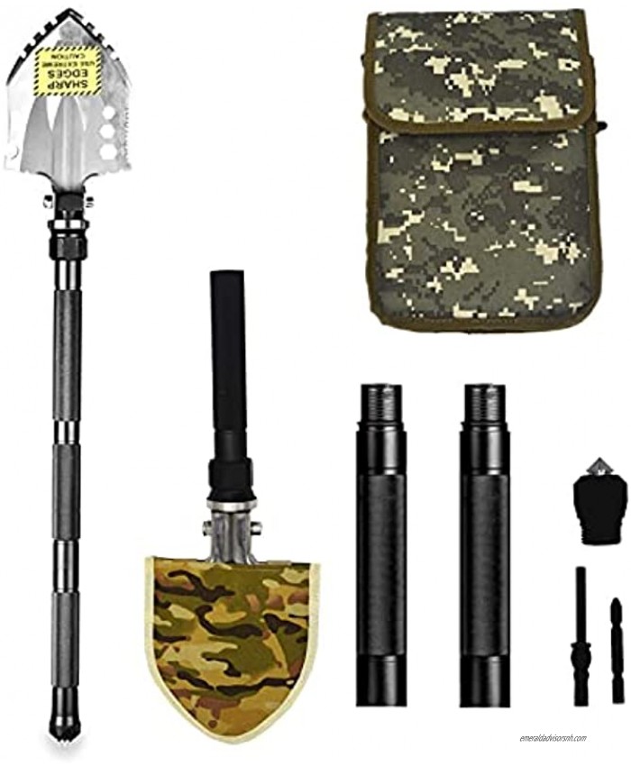 Folding Shovel Kit 27.6 Inch Length Military Multitool Outdoor Survival Gear with Axe Saw for Gardening Camping Emergency