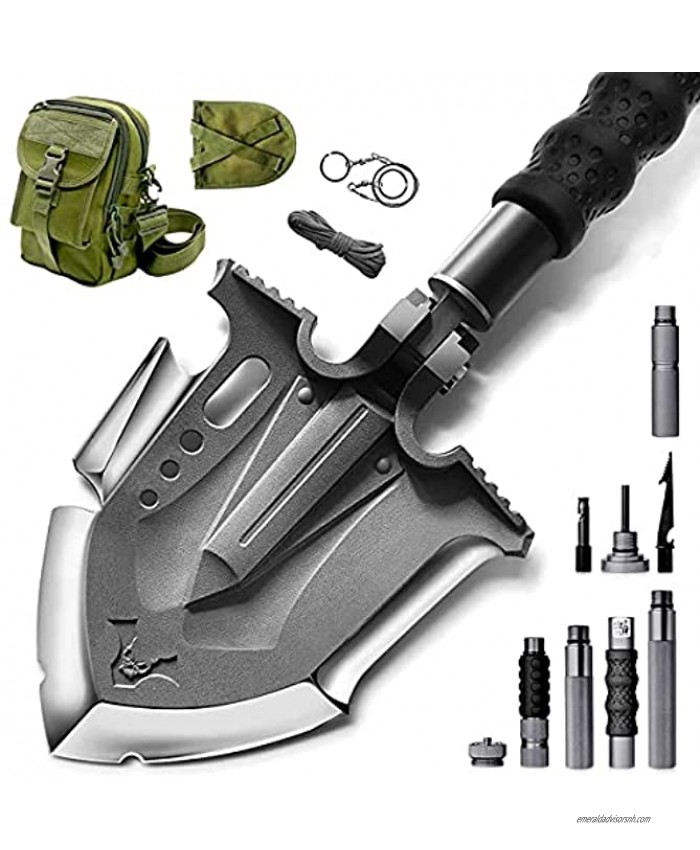 GRAMFIRE Tactical Shovel Camping Gear Military Survival Shovels with Patent 6 Shifted Key 26 in 1 Multifunctional Sets Outdoor Folding Shovel for Car Camping Hiking Off-Roading Emergency