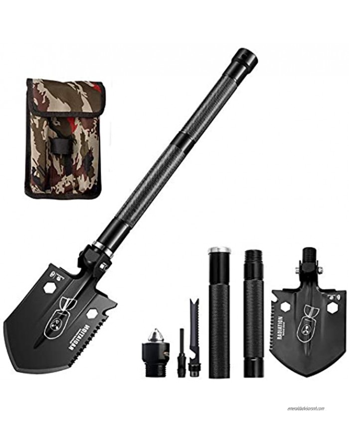 HX Outdoors Survival Shovel Multitool Military Folding Shovel Foldable Camping Shovel Tactical Shovel with Collapsible Spade for Backpacking Trenching Hiking Car Emergency