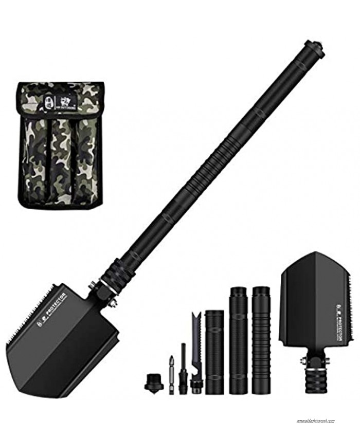 Survival Shovel Multitool Military Folding Shovel 26.6 Inch Foldable Shovel Camping Shovel 20 in 1 Tactical Shovel with Collapsible Spade for Backpacking Trenching Hiking Car Emergency