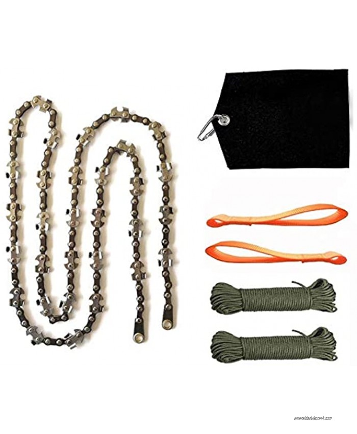 Homyall 48 Inch High Reach Tree Limb Hand Rope Chain Saw Cuts Branches Easily Manual Pocket Chainsaw with 62 Sharp Blades on Both Sides for Gardening Camping Hunting Hiking Survival Gear