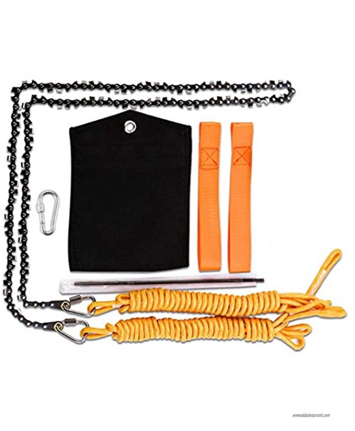 Loggers Art Gens Upgrade 48 Inch High Reach Tree Limb Hand Rope Saw with Two Ropes,62 Sharp Teeth Blades on Both Sides-Best Folding Pocket Chain Saw for Camping,Field Survival Gear,Hunting.