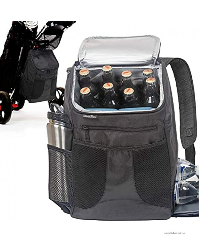 Athletico Golf Cooler Backpack Soft Sided Insulated Cooler Bag Holds a 12 Pack of Cans or Two Wine Bottles Black