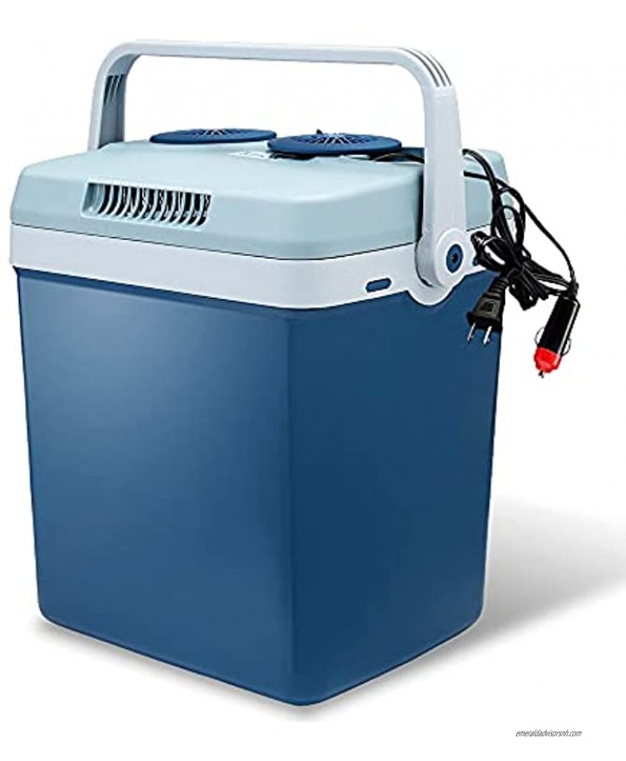 Electric Cooler and Warmer for Car and Home with Automatic Locking Handle 34 Quart 32 Liter – Holds 30 Cans Dual 110V AC House and 12V DC Vehicle Plugs