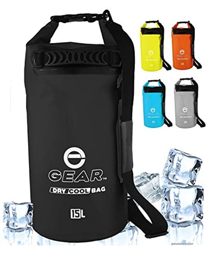 Enthusiast Gear Roll Top Insulated Backpack Cooler Dry Bag – Leak Proof Collapsible Waterproof with Padded Shoulder Strap Perfect for Kayaking Fishing Beach Hiking -15L